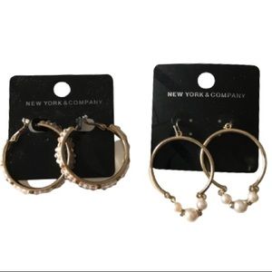 New York & Company gold and pearl hoop earrings.NWT.